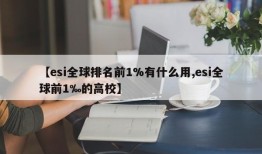 【esi全球排名前1%有什么用,esi全球前1‰的高校】