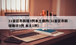 31省区市新增3例本土病例(31省区市新增确诊3例 本土1例)