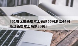 【31省区市新增本土确诊56例浙江44例,浙江新增本土病例83例】