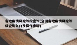 各地疫情风险等级查询(全国各地疫情风险等级查询入口及操作步骤)