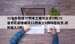 31省份新增37例本土确诊北京5例(31省市区新增确诊11例本土6例均在北京,境外输入5例)