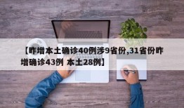 【昨增本土确诊40例涉9省份,31省份昨增确诊43例 本土28例】