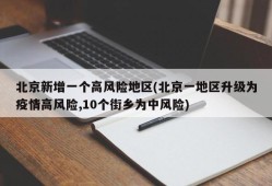 北京新增一个高风险地区(北京一地区升级为疫情高风险,10个街乡为中风险)
